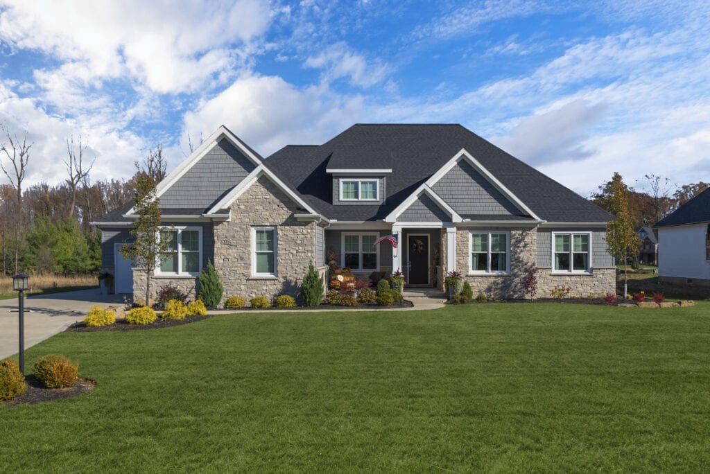 An independent house with slanting roof